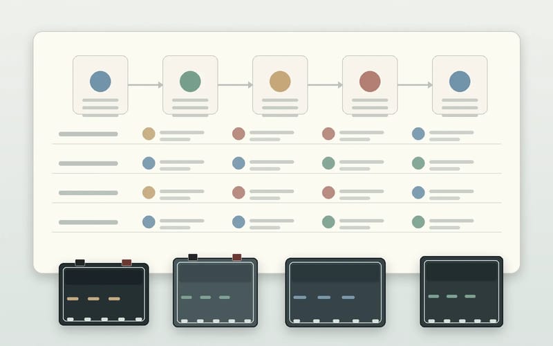 บอร์ด workflow compliance แบบกลาง ๆ แสดงแบตเตอรี่ไร้แบรนด์ผ่านจุด producer registration, distributor verification, take-back และ reporting checkpoints